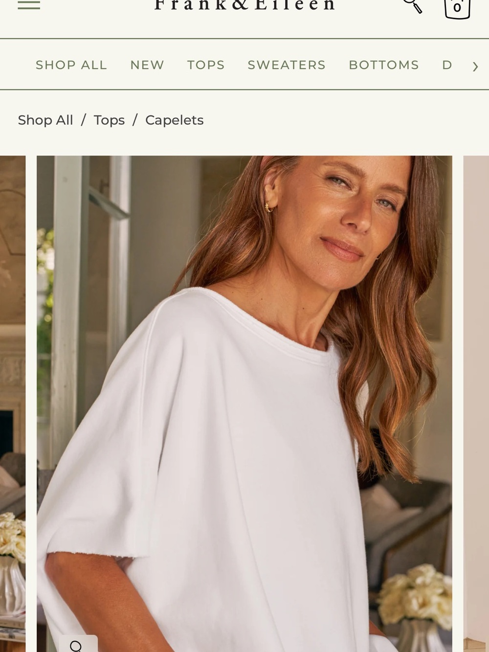 Frank & Eileen Olive Capelet -in white. One size. Rich terry cloth comfort
